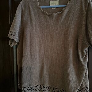 Capistrano Brown Lace Accent Blouse